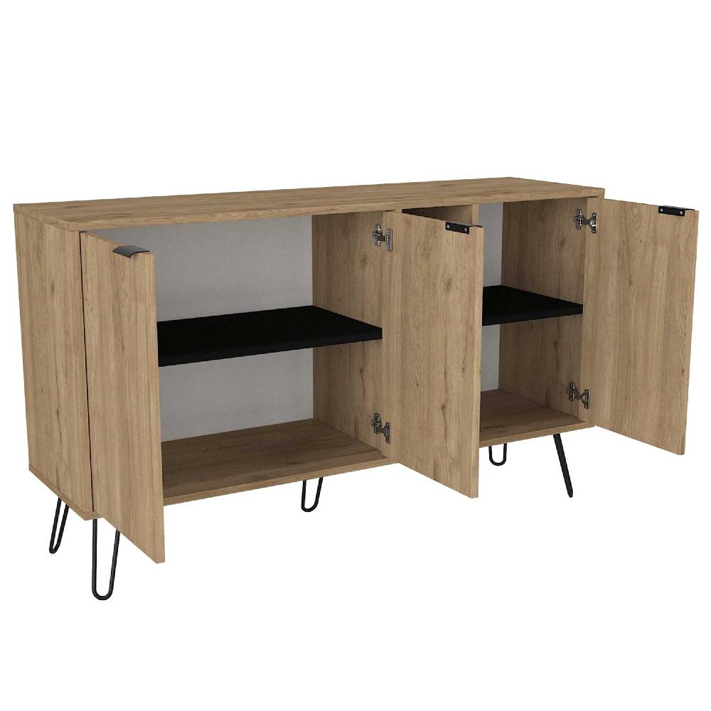Emob Dressoir Dorel - 140x40x83cm - Drie Deuren - Eikdecor