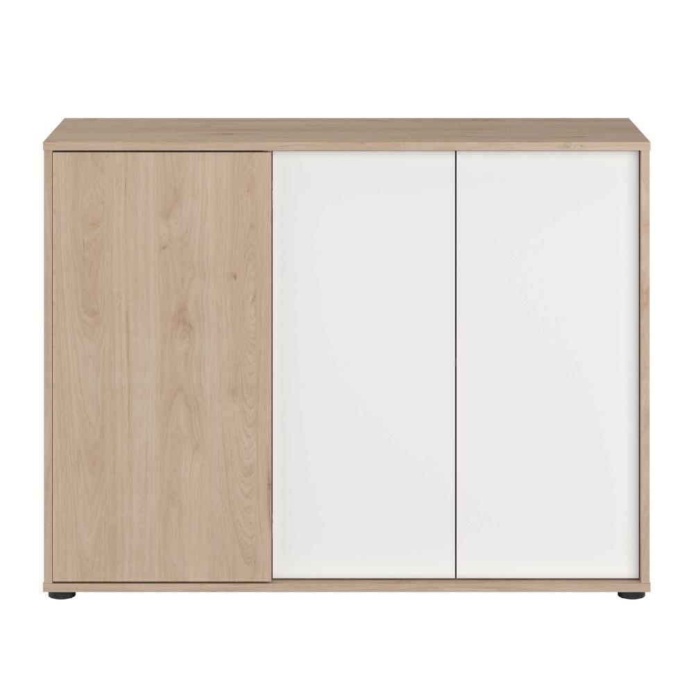 Emob Dressoir Owen - 110x40x83cm - 3 Deuren - Eikdecor/wit