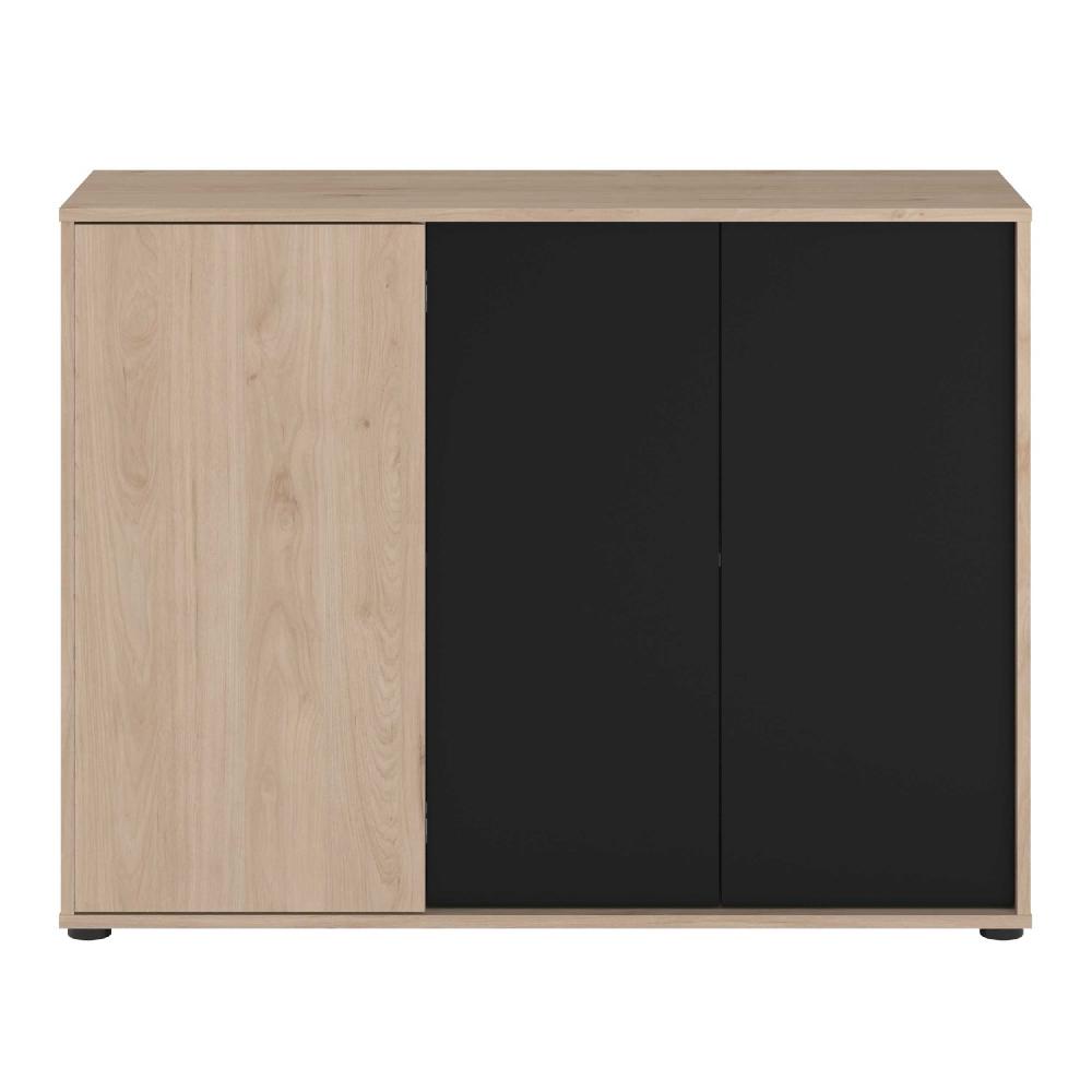 Emob Dressoir Owen - 110x40x83cm - 3 Deuren - Eikdecor/zwart