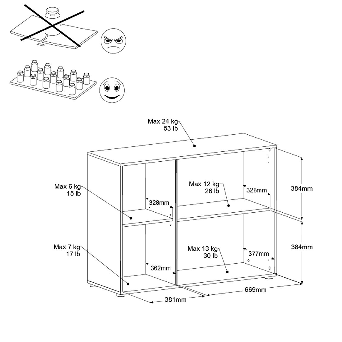 Emob Dressoir Owen - 110x40x83cm - 3 Deuren - Eikdecor/zwart