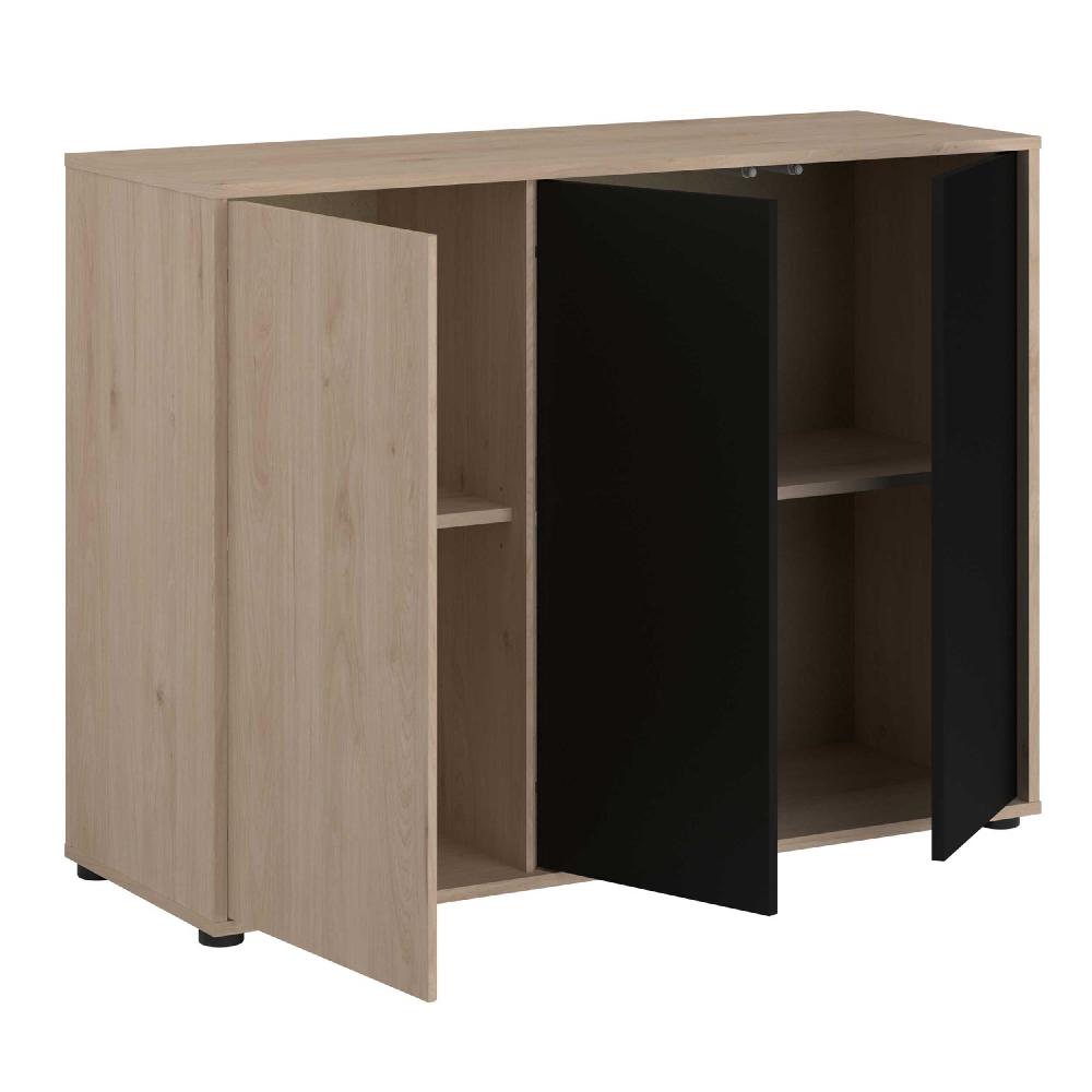 Emob Dressoir Owen - 110x40x83cm - 3 Deuren - Eikdecor/zwart
