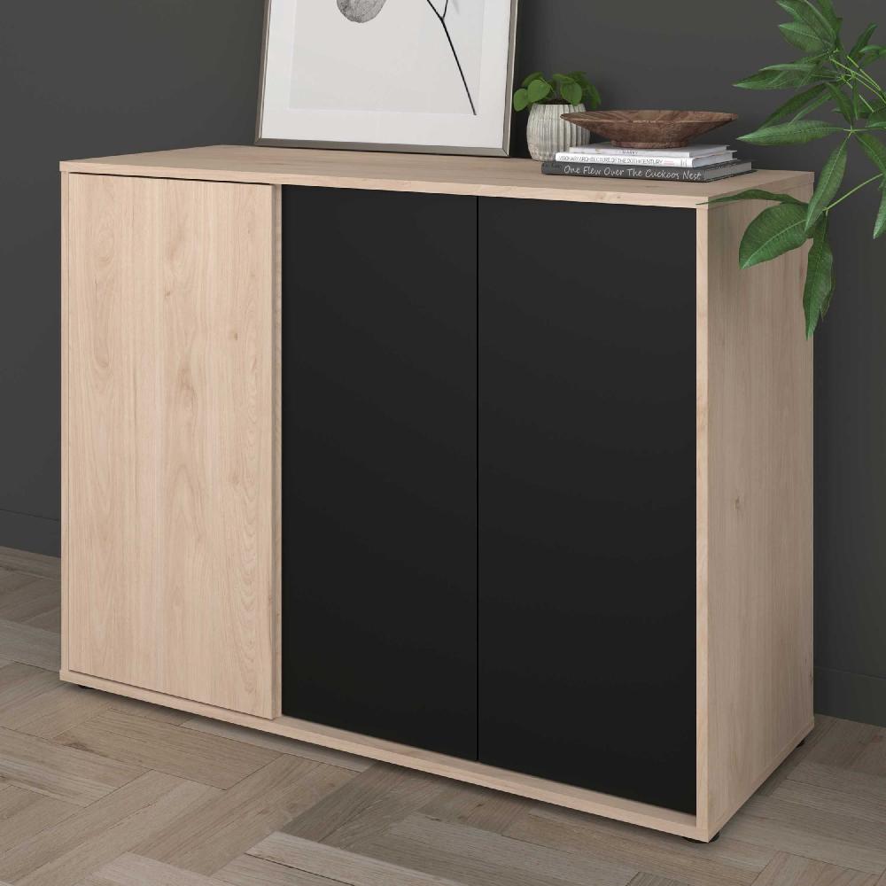 emob Dressoir Owen - 110x40x83cm - 3 deuren - eikdecor/zwart