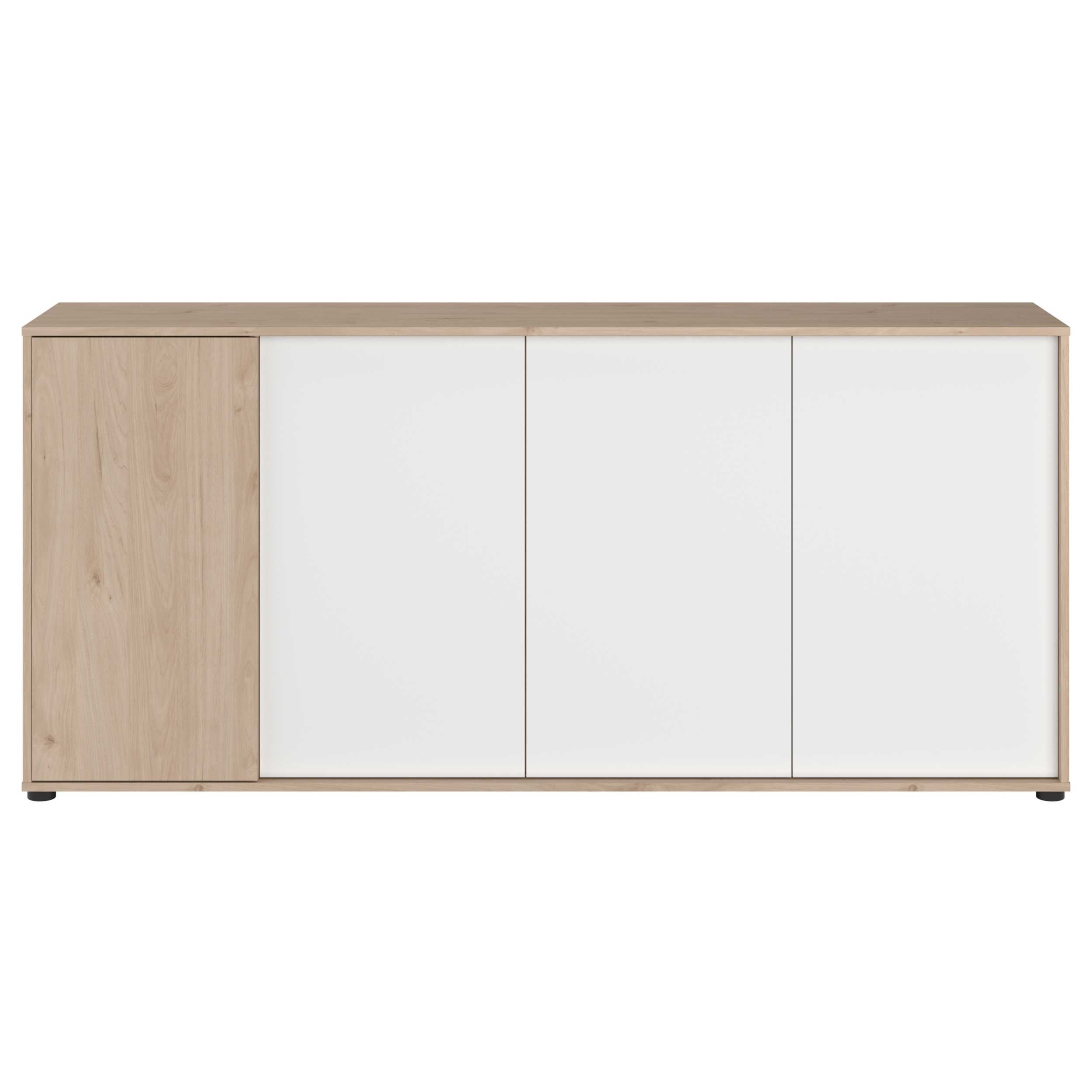 Emob Dressoir Owen - 184x40x83cm - 4 Deuren - Eikdecor/wit