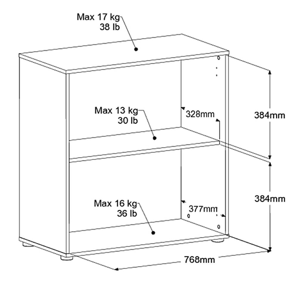 Emob Dressoir Owen - 80x40x83cm - 2 Deuren - Eikdecor/wit