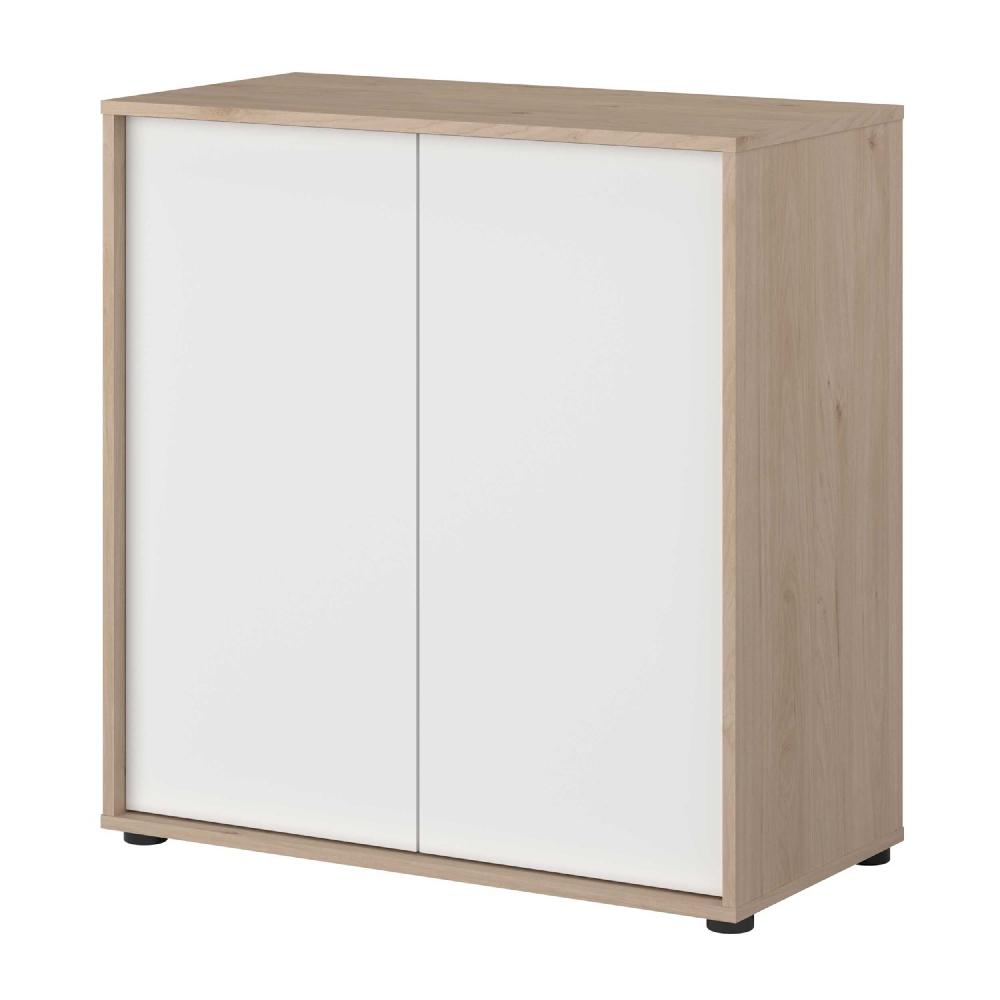 Emob Dressoir Owen - 80x40x83cm - 2 Deuren - Eikdecor/wit