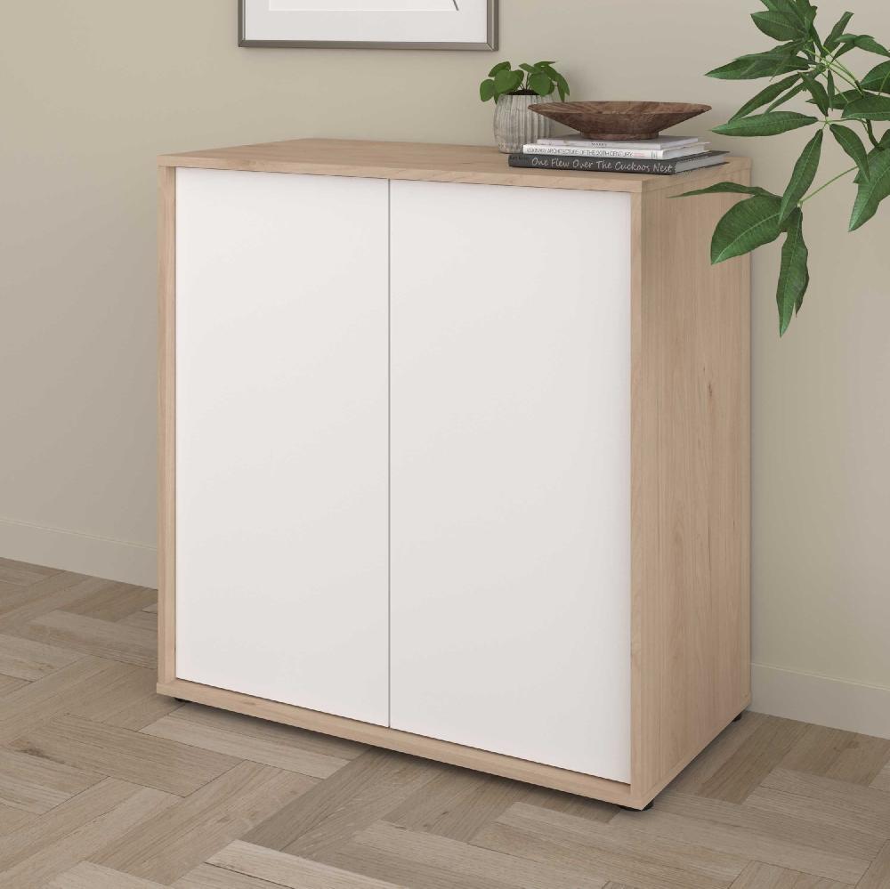 emob Dressoir Owen - 80x40x83cm - 2 deuren - eikdecor/wit