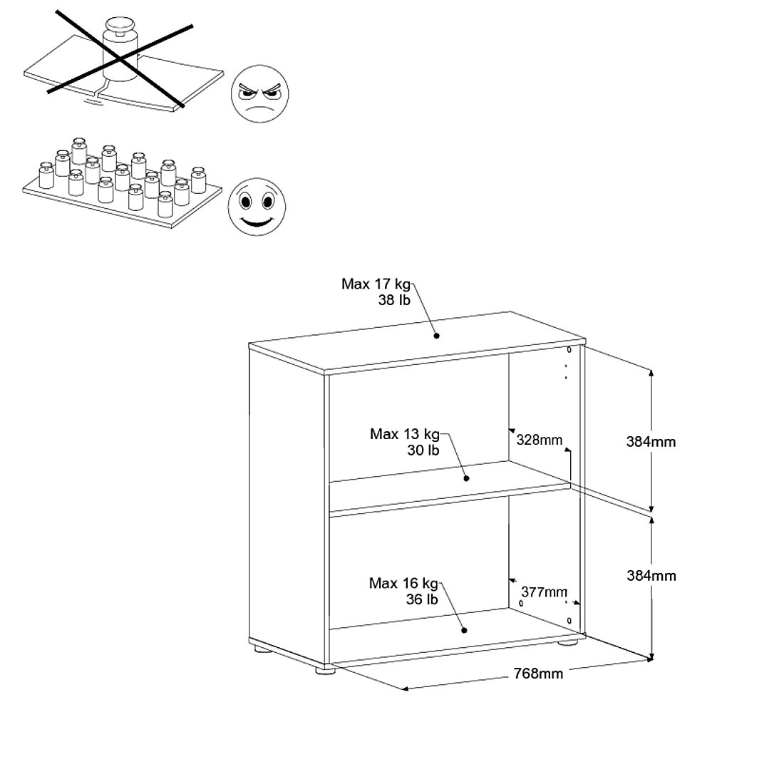 Emob Dressoir Owen - 80x40x83cm - 2 Deuren - Eikdecor/zwart