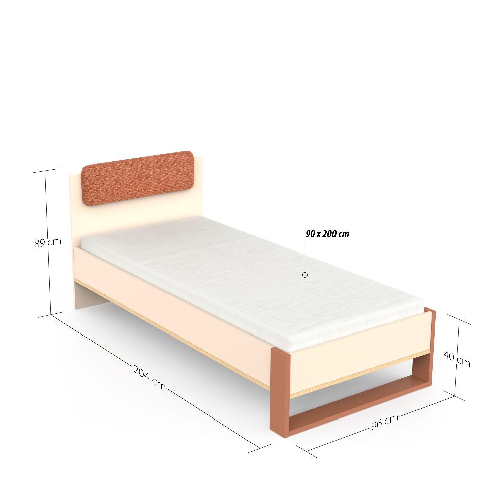 Emob Eenpersoonsbed Camillia - 90x200cm - Beige/terracotta