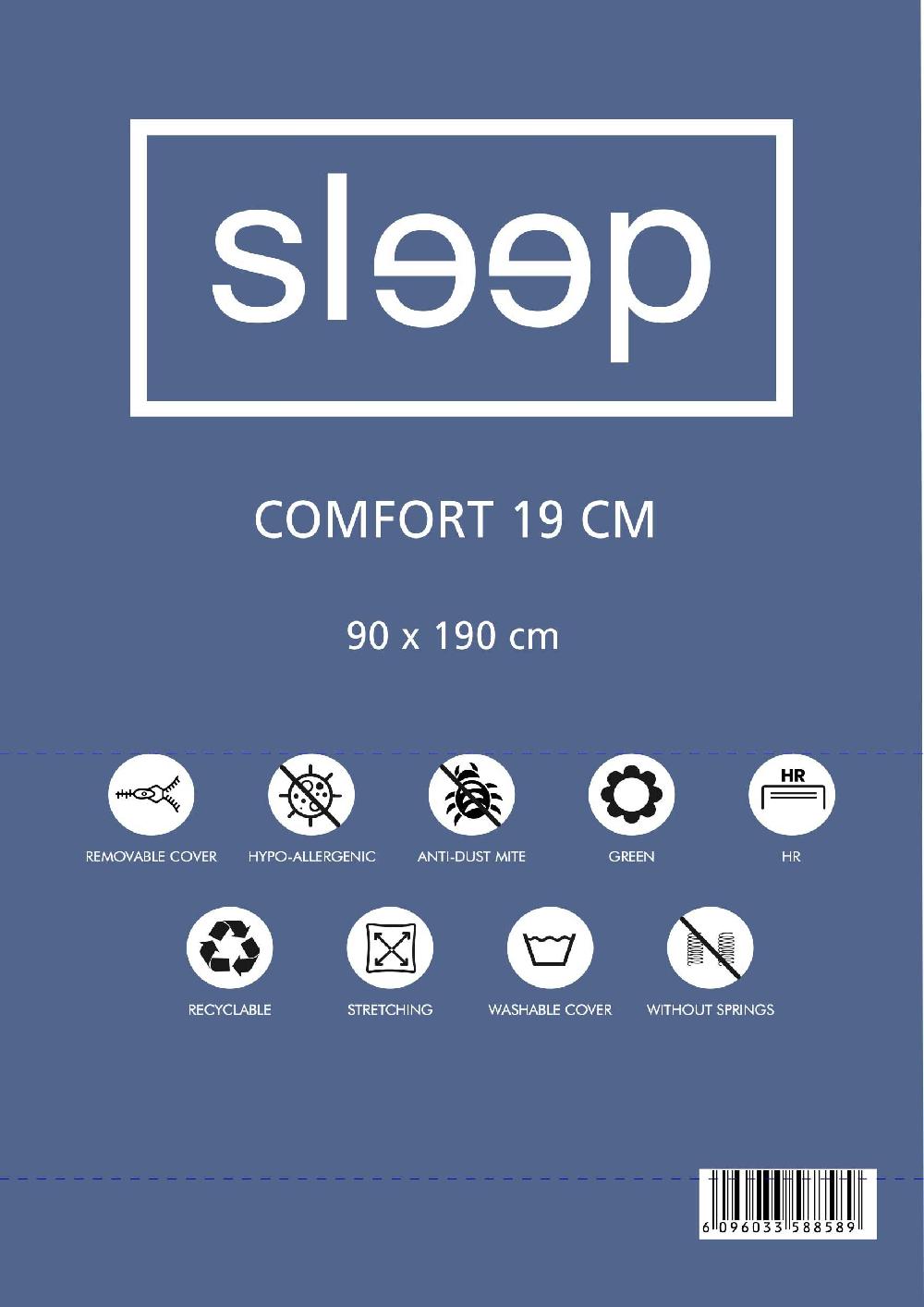 Emob Eenpersoonsmatras Comfort Plus 90x190x19cm - Koudschuim