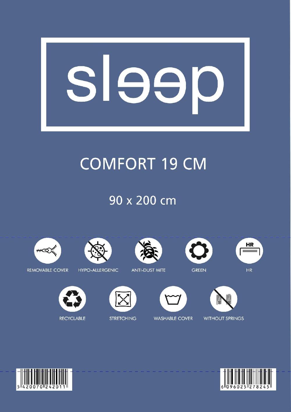 Emob Eenpersoonsmatras Comfort Plus 90x200x19cm - Koudschuim