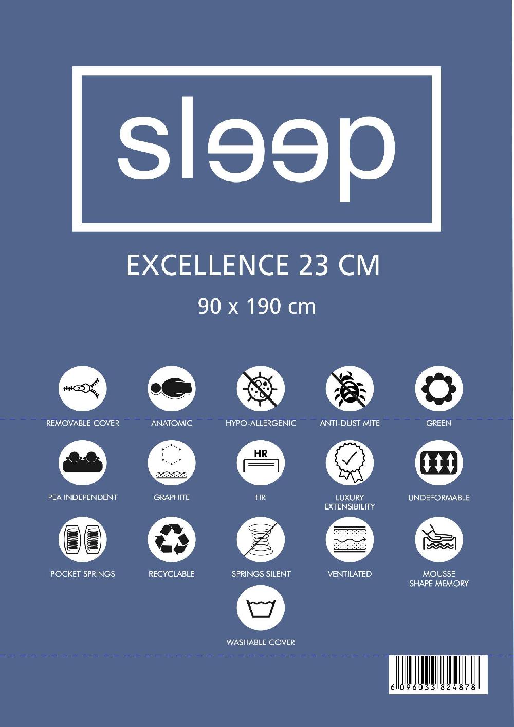 Emob Eenpersoonsmatras Excellence 90x190x23cm - Pocketveren