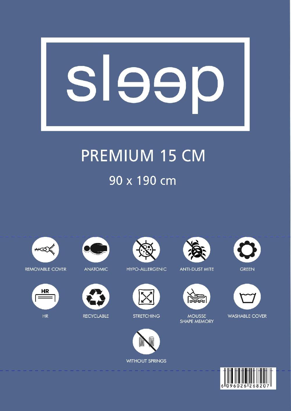 Emob Eenpersoonsmatras Premium 90x190x15cm - Memory Foam