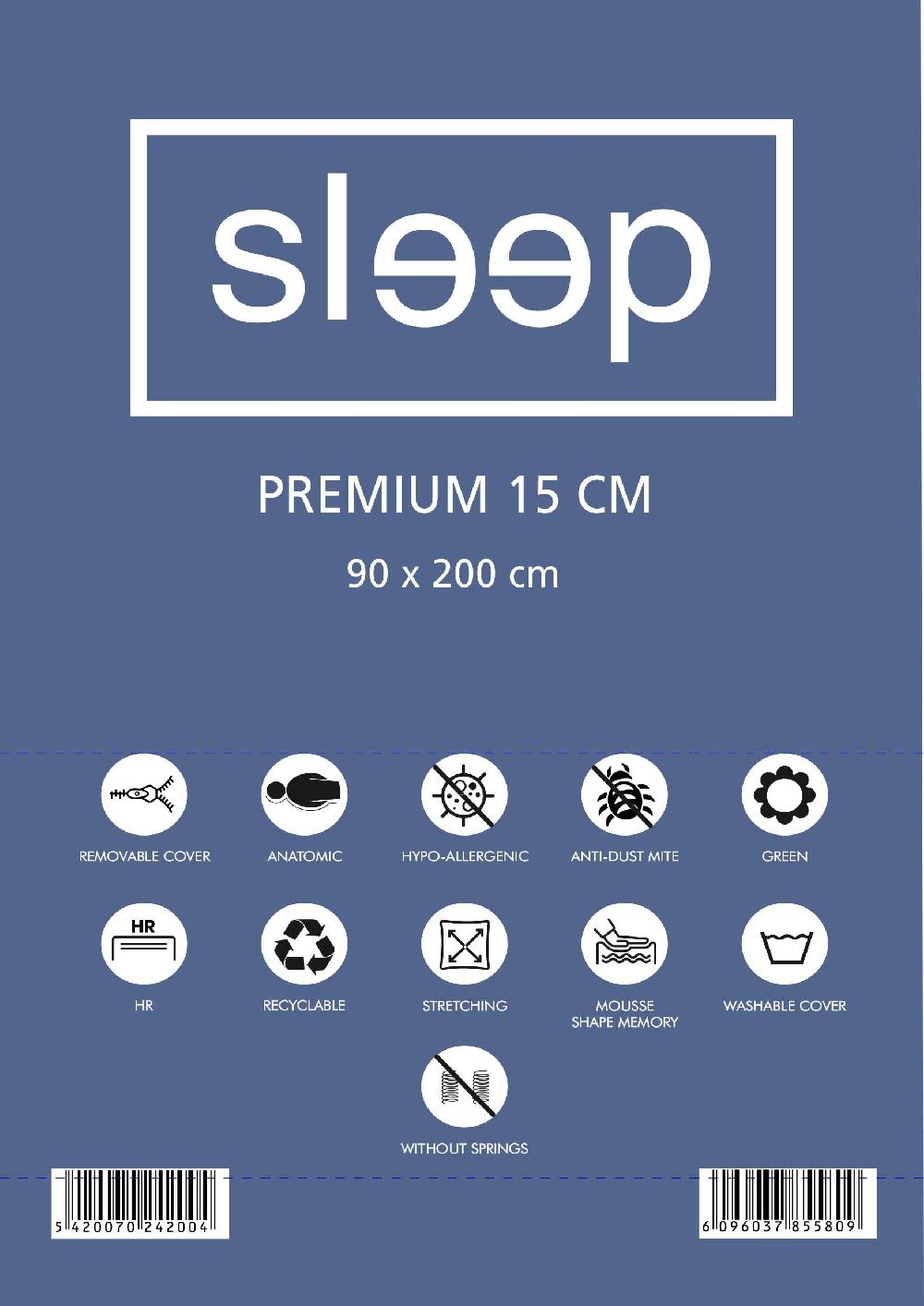 Emob Eenpersoonsmatras Premium 90x200x15cm - Memory Foam