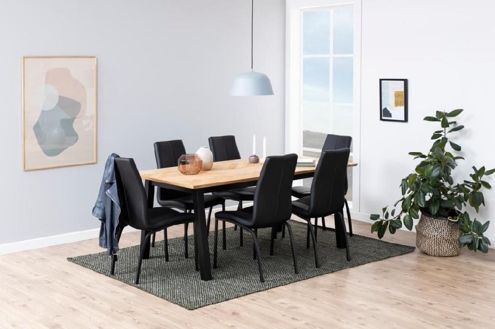 Emob Eettafel Brian 180cm Rechthoekig Visgraat - Eiken Decor/zwart