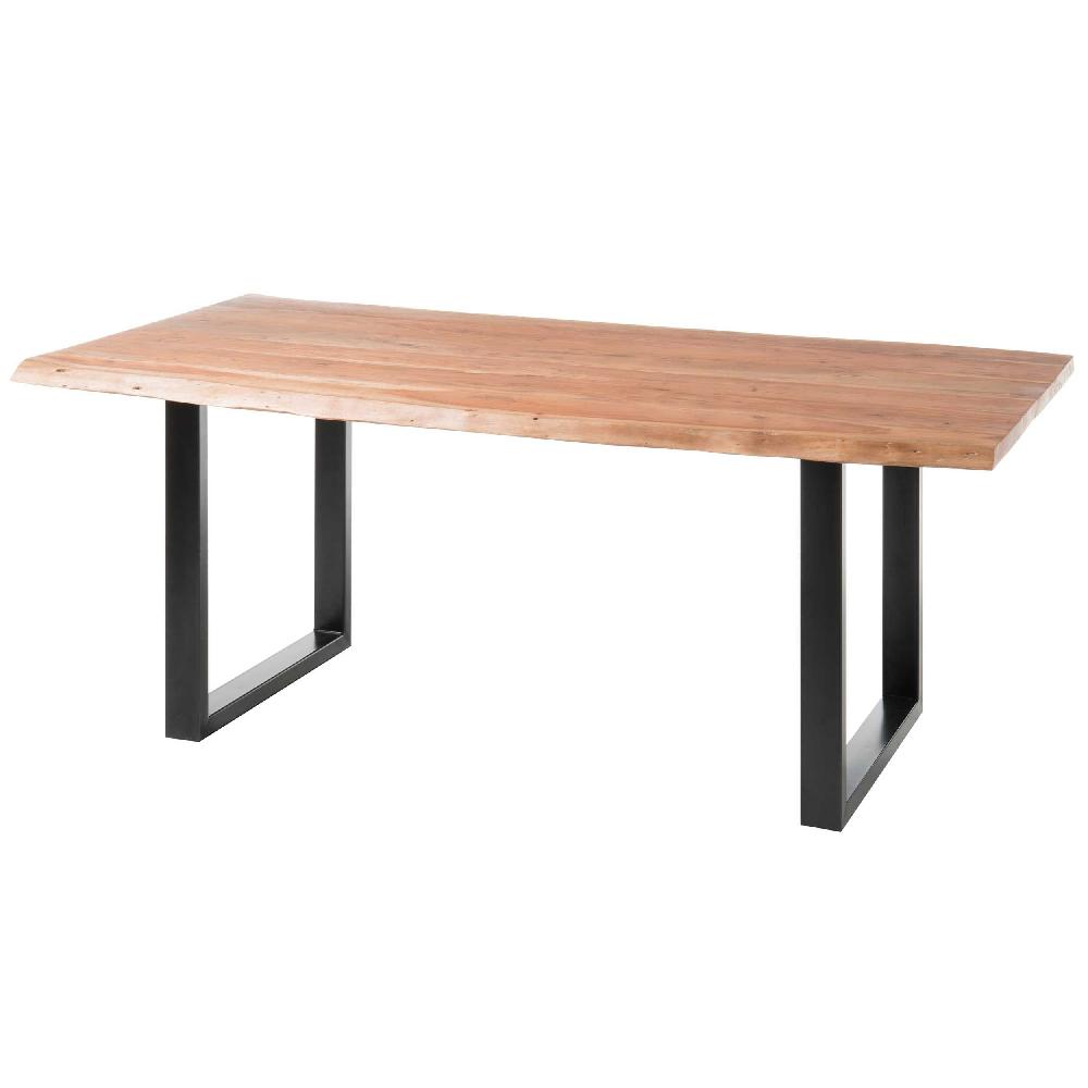 Emob Eettafel Indra Rechthoek 180x90cm - Acacia Blad En Zwarte Poten