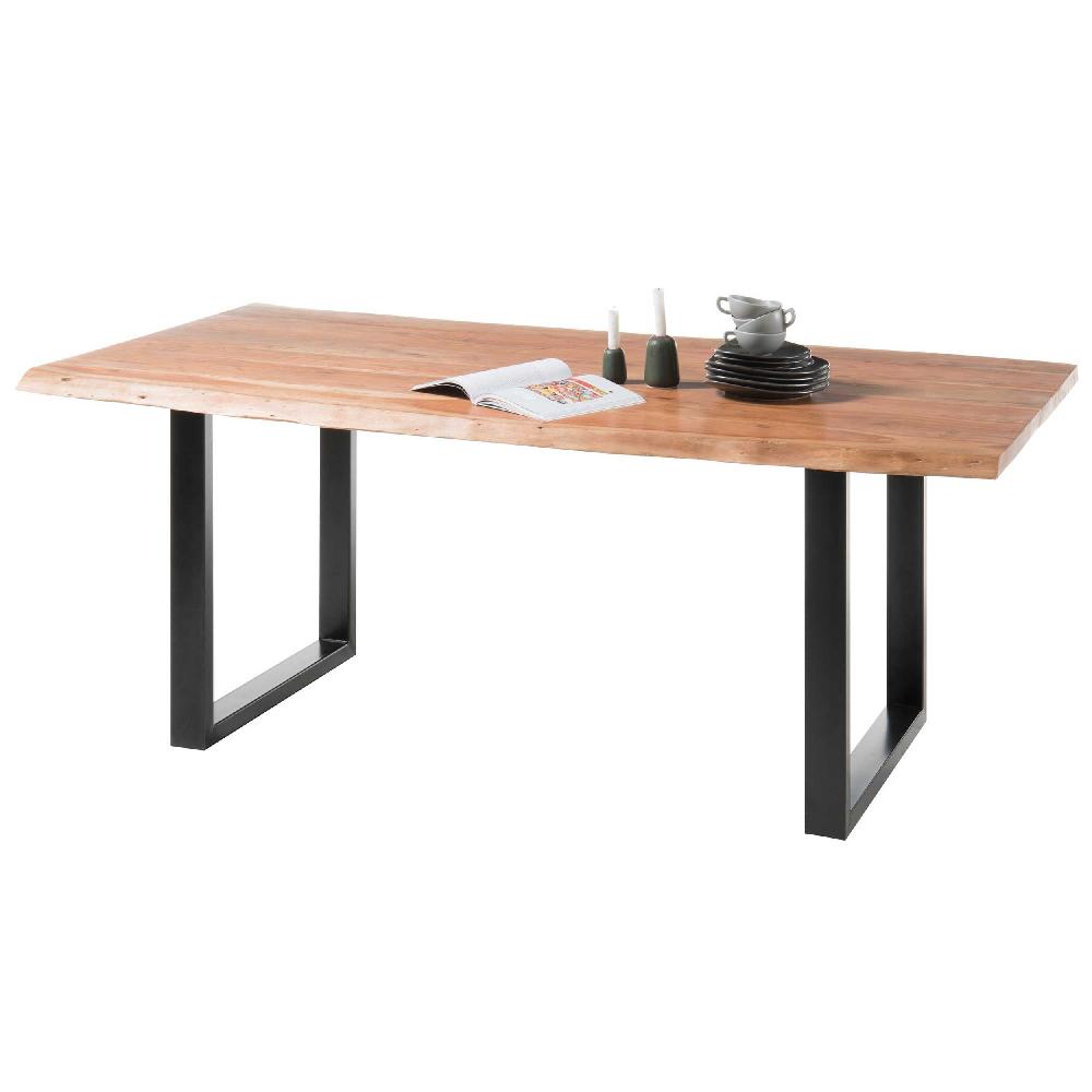 Emob Eettafel Indra Rechthoek 180x90cm - Acacia Blad En Zwarte Poten