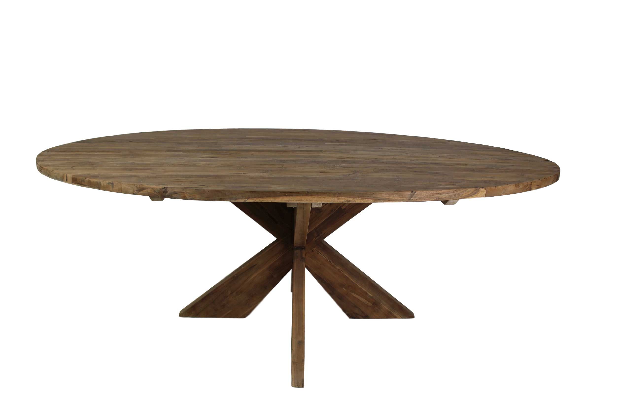 Emob Eettafel Mosy 220x110cm Ovaal Met Kruispoot – New Vintage/teak