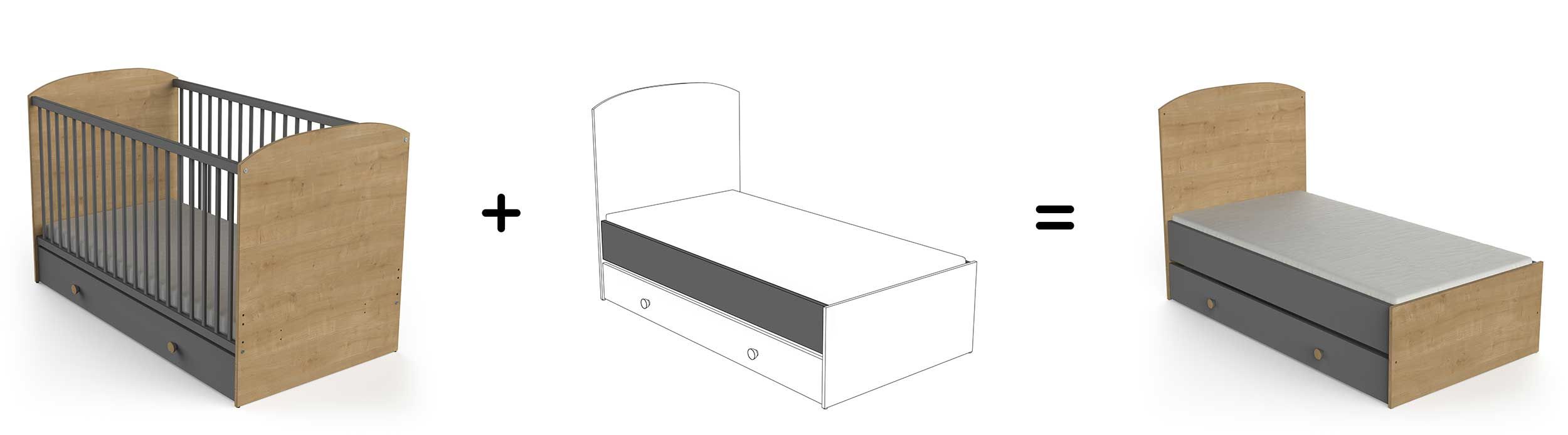 emob 2 bedzijden voor bed Gamin - donkergrijs