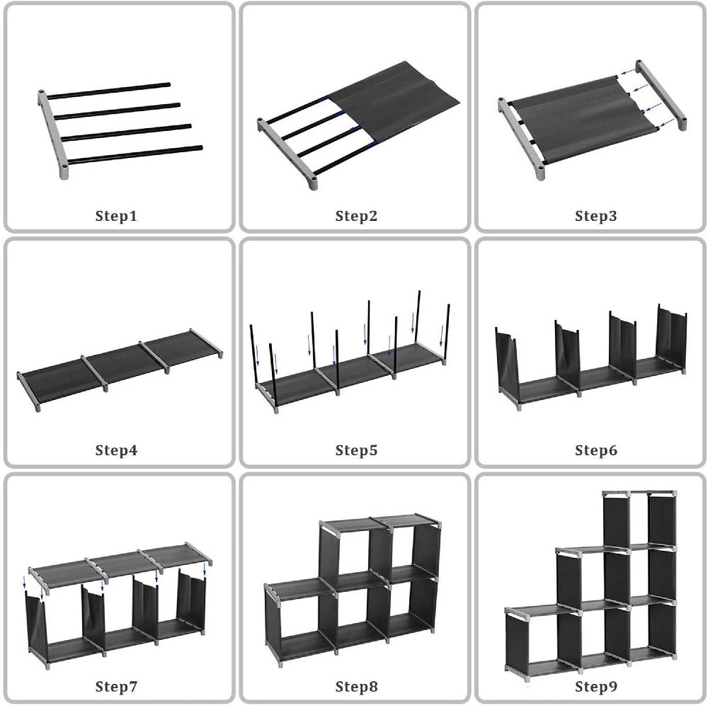 Emob 6-Cube Black Bookcase Storage Organiser'