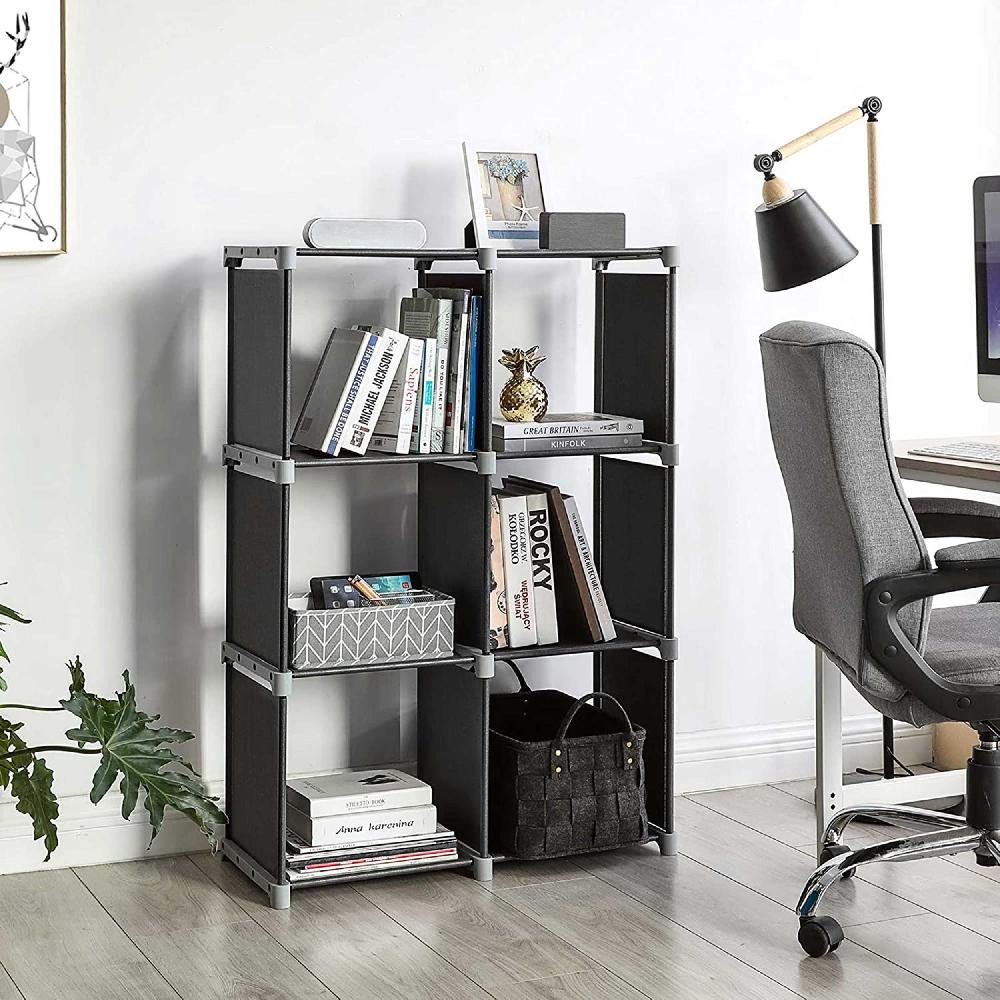 emob 6-Cube Black Bookcase Storage Organiser'