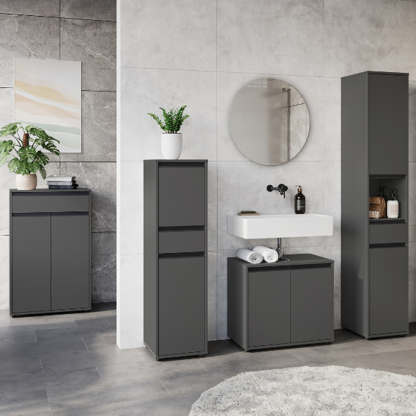 Emob Badkamerkast Lamon - 2 Deuren & 1 Lade - Antraciet