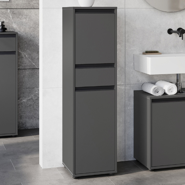 emob Badkamerkast Lamon - 2 deuren & 1 lade - antraciet