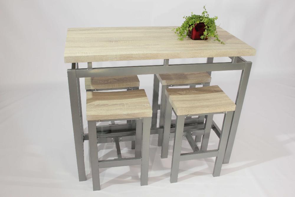 Emob Barset Marcel 120x60 Met 4 Barkrukken - Beige