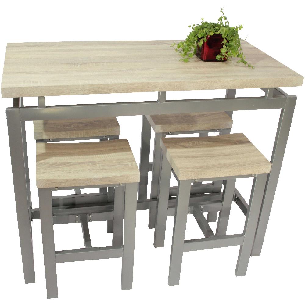 emob Barset Marcel 120x60 met 4 barkrukken - beige