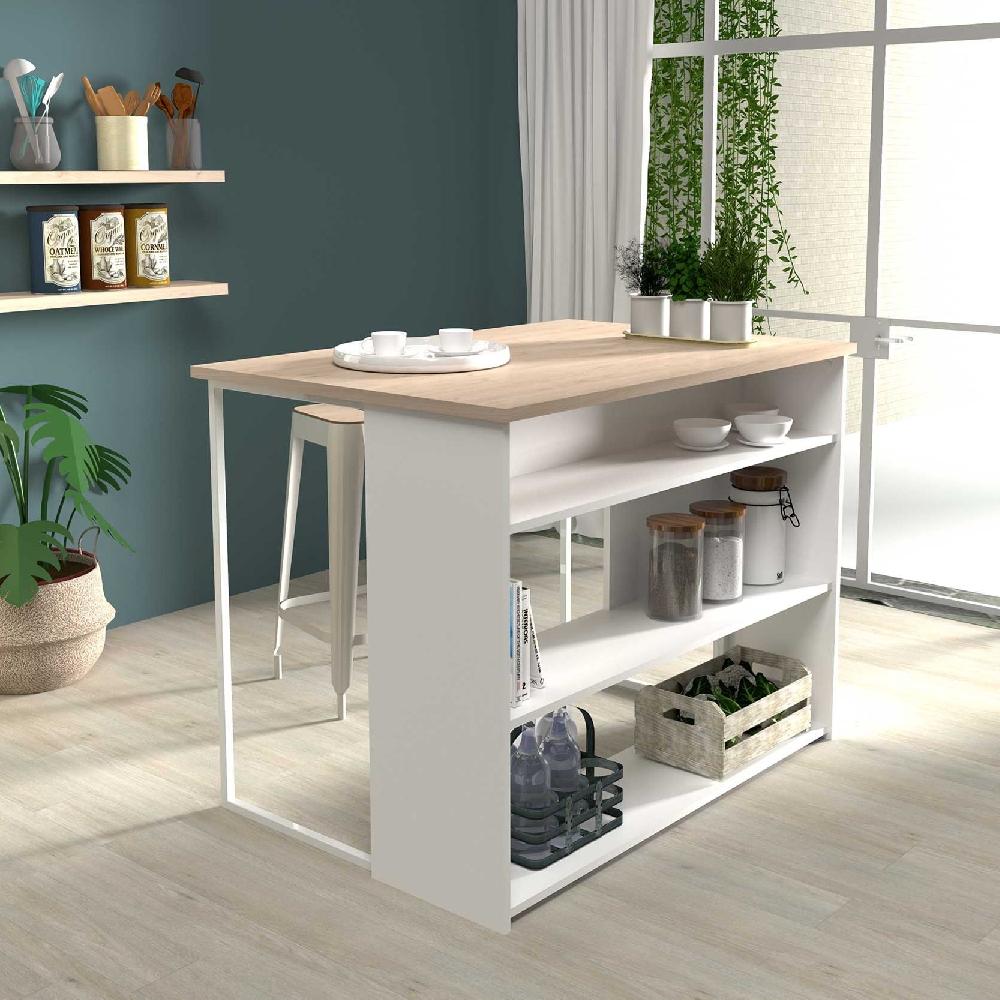 emob Bartafel & keukeneiland Slam 116cm - eik/wit