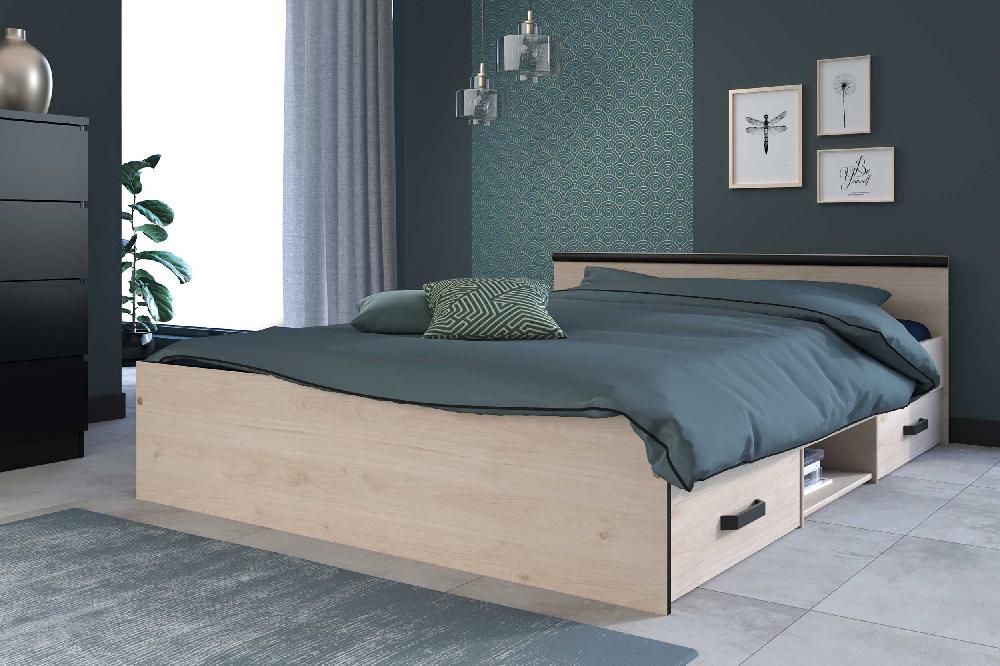 emob Bed Alma 140x190cm met lades - eikdecor