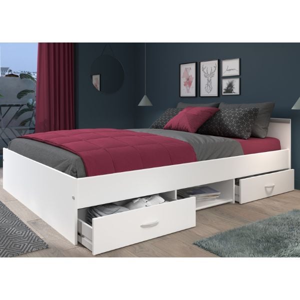 emob Bed Alma 140x200cm met 2 laden - wit