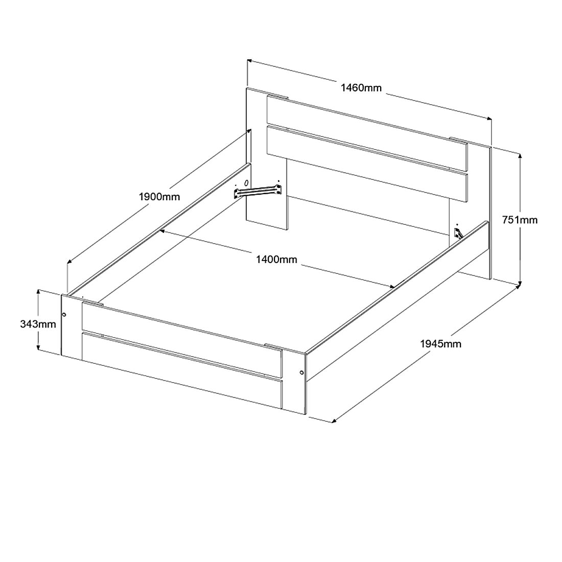Emob Bed Bianca 140x190cm