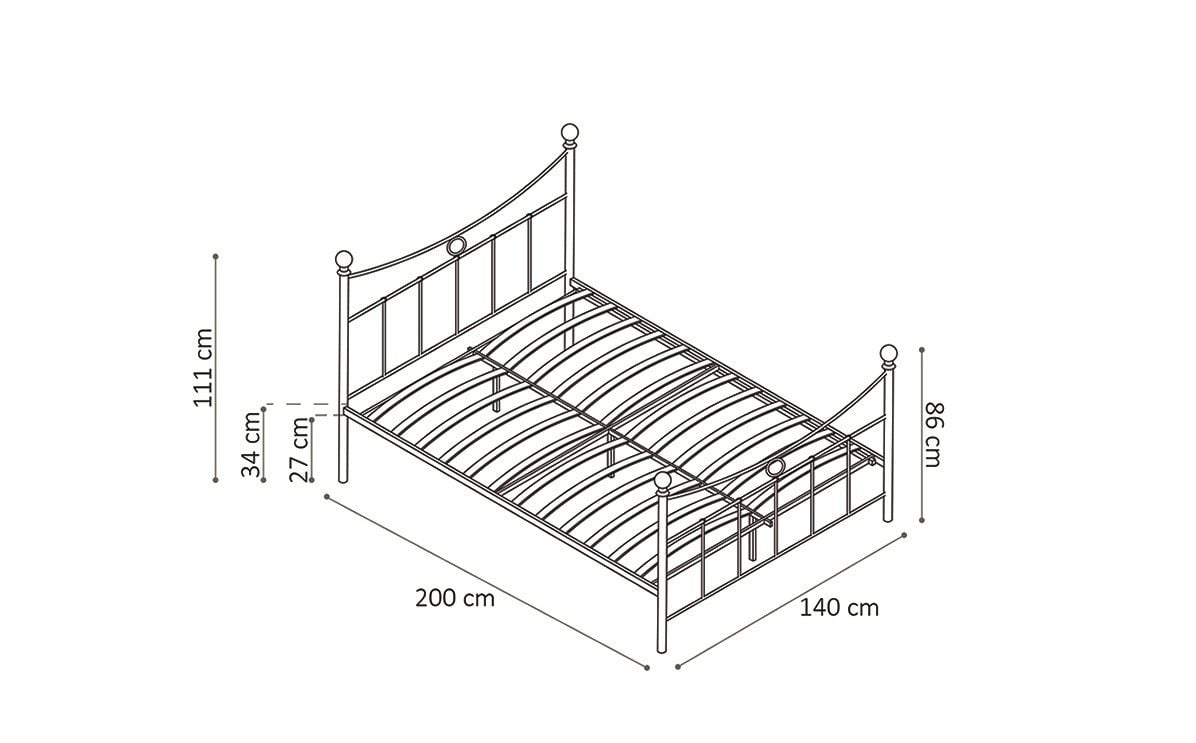 Emob Bed Liza 140x200 Met Lattenbodem - Wit
