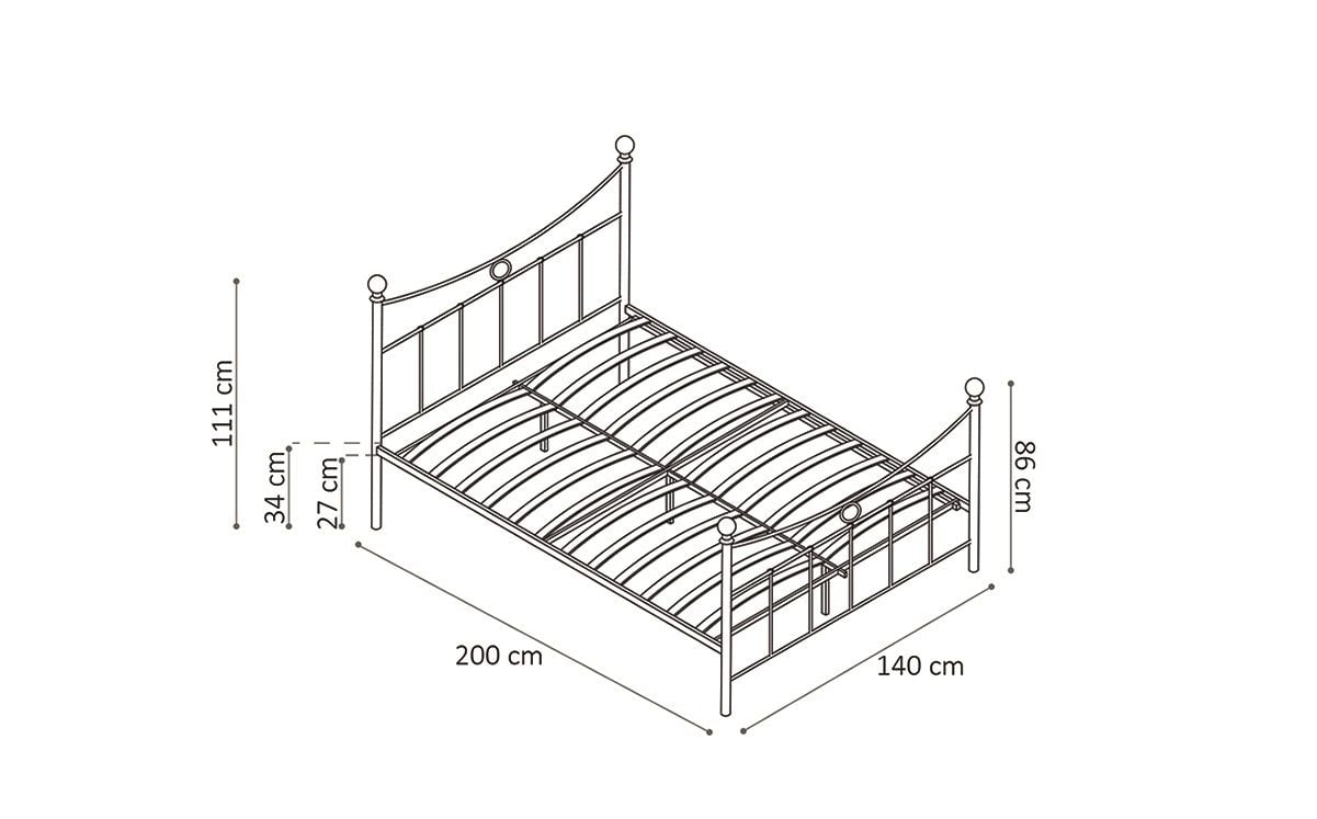 Emob Bed Liza 140x200 Met Lattenbodem - Zwart