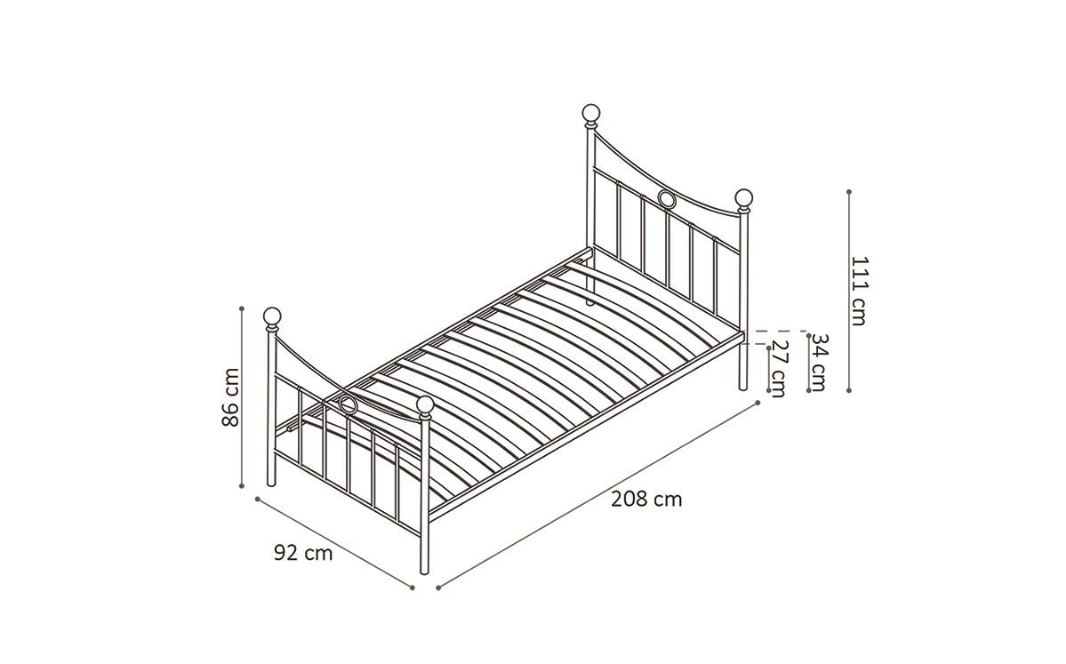 Emob Bed Liza 90x200 Met Lattenbodem - Wit