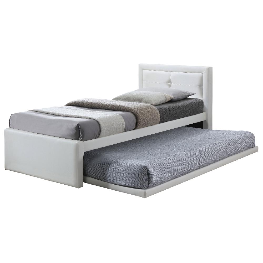 Emob Bed Met Onderschuifbed Rodan Kunstleer - Wit