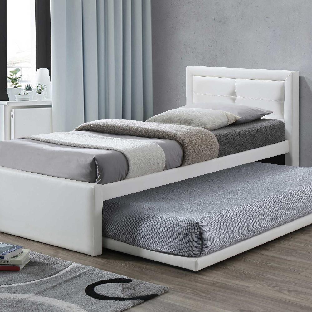 emob Bed met onderschuifbed Rodan kunstleer - wit