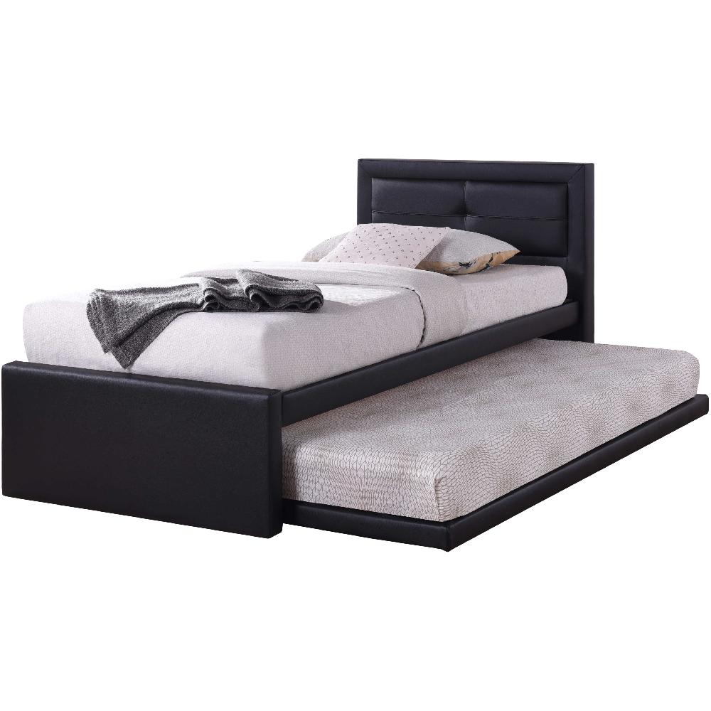 Emob Bed Met Onderschuifbed Rodan Kunstleer - Zwart