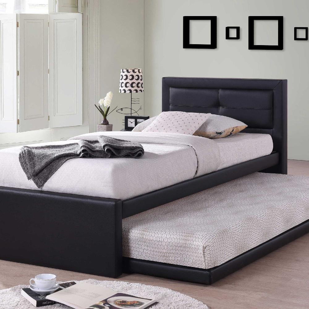 emob Bed met onderschuifbed Rodan kunstleer - zwart