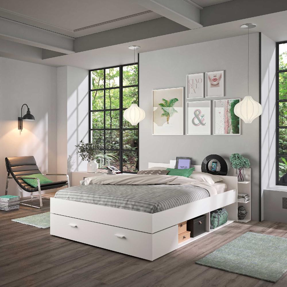 emob Bed met opbergruimte Eveline 140x190 - wit