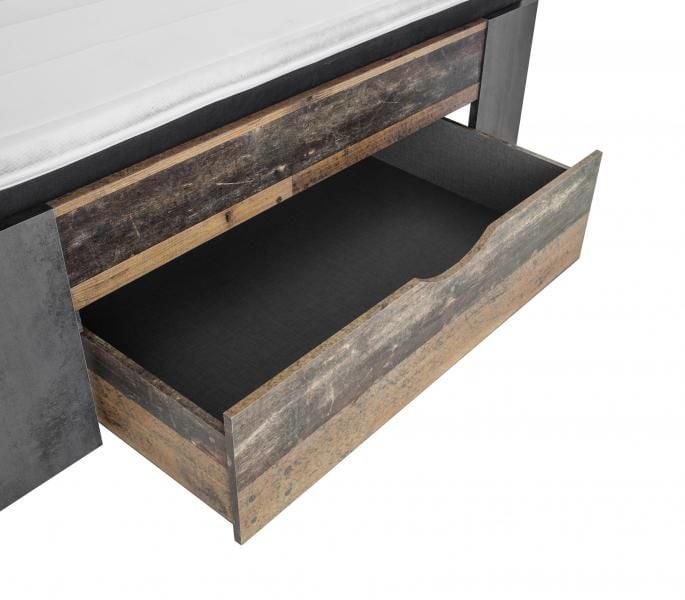Emob Bed Rudi 140x200 Met 1 Lade - Old Style/beton