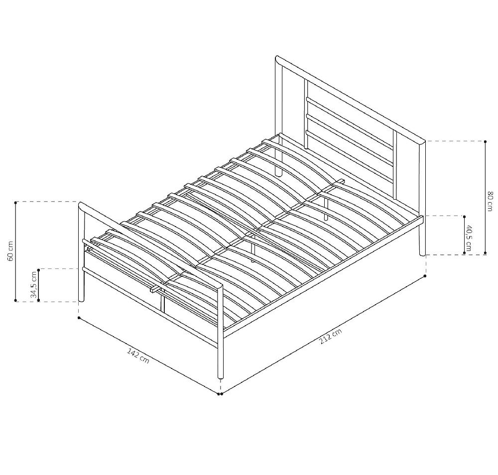 Emob Bed Sandro 140x200 Metaal - Grijs
