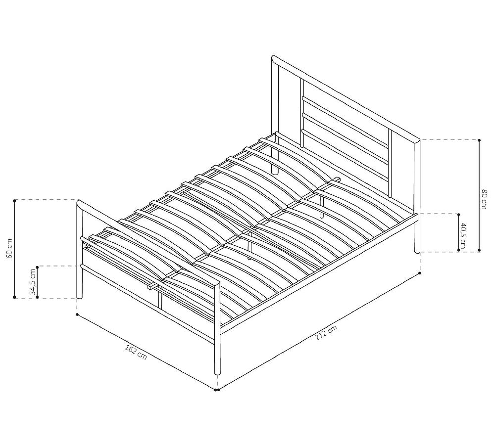 Emob Bed Sandro 160x200 Metaal - Grijs