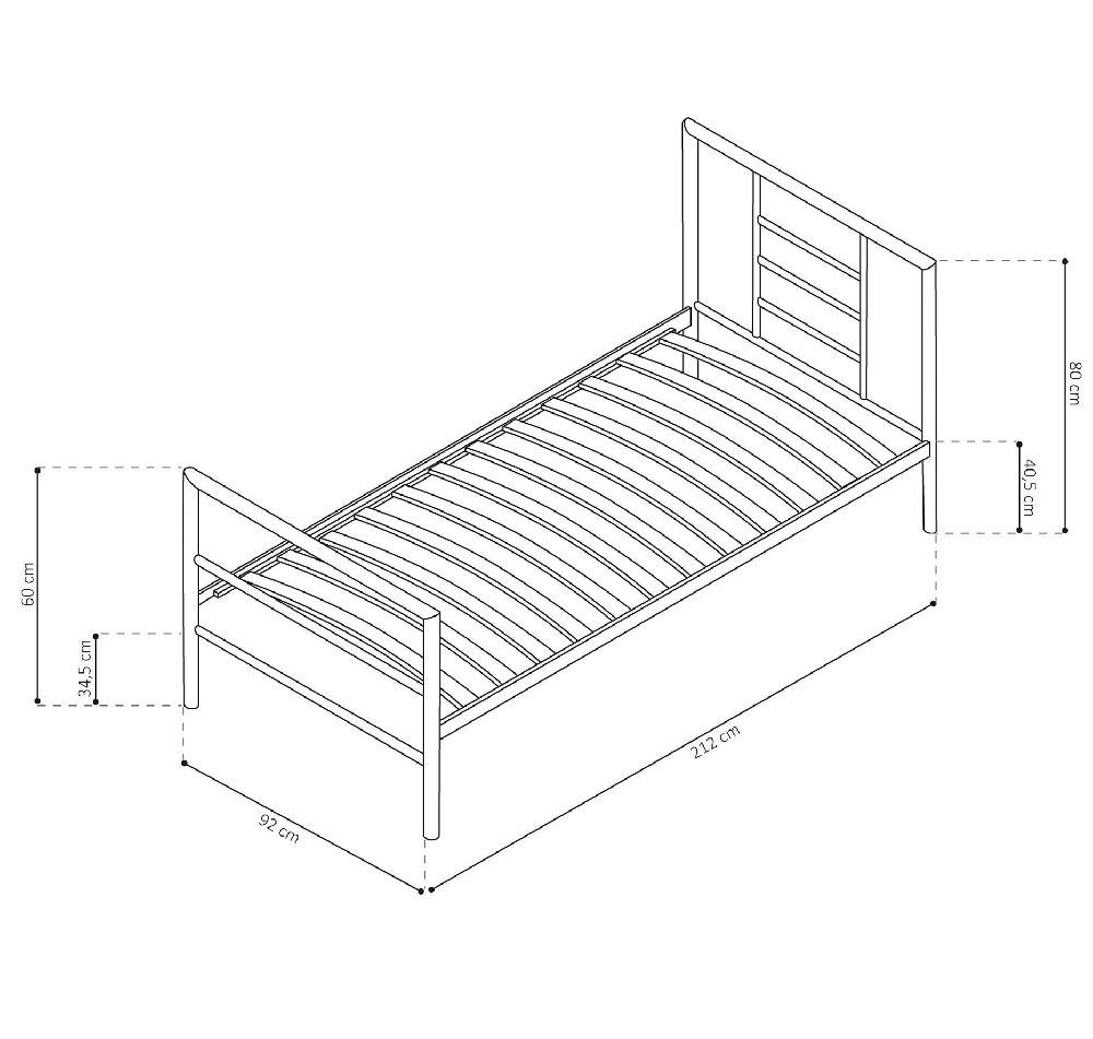Emob Bed Sandro 90x200 Metaal - Grijs