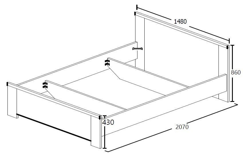 Emob Bed Sela 140x200 - Grijze Eik