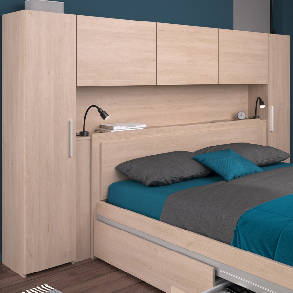 emob Bedbrug Ekko 230cm met vijf deuren - eikdecor