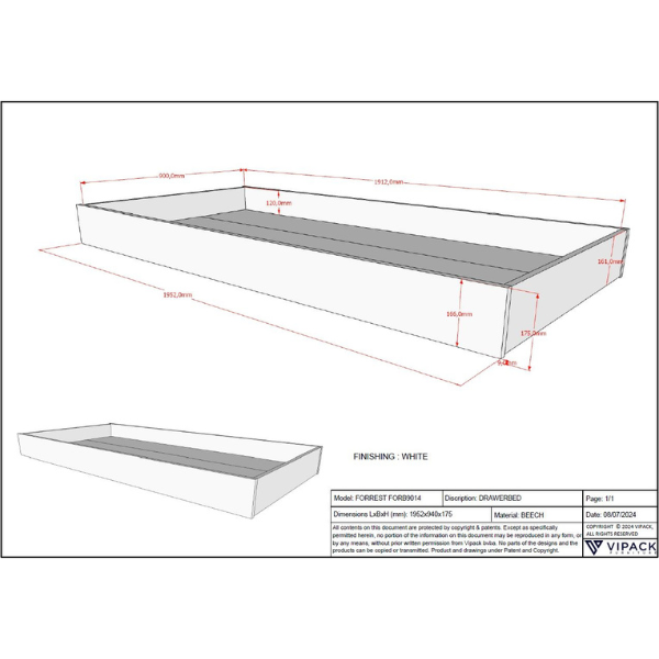 Emob Bedlade Forrest - Massief Beukenhout - Wit