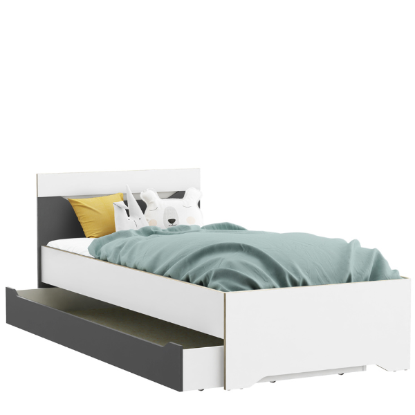 Emob Bedlade Gerry 90 X 190-lichtgrijs/mat Wit