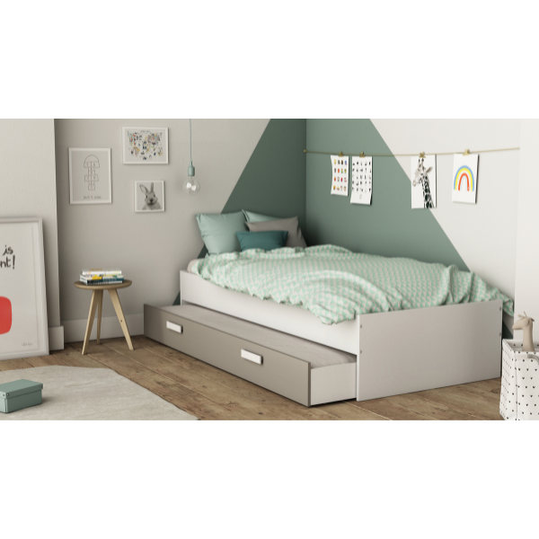 Emob Bedlade Tidelle 90 X 200 Cm-mat Wit/beige