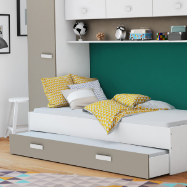 Emob Bedlade Tidelle 90 X 200 Cm-mat Wit/beige